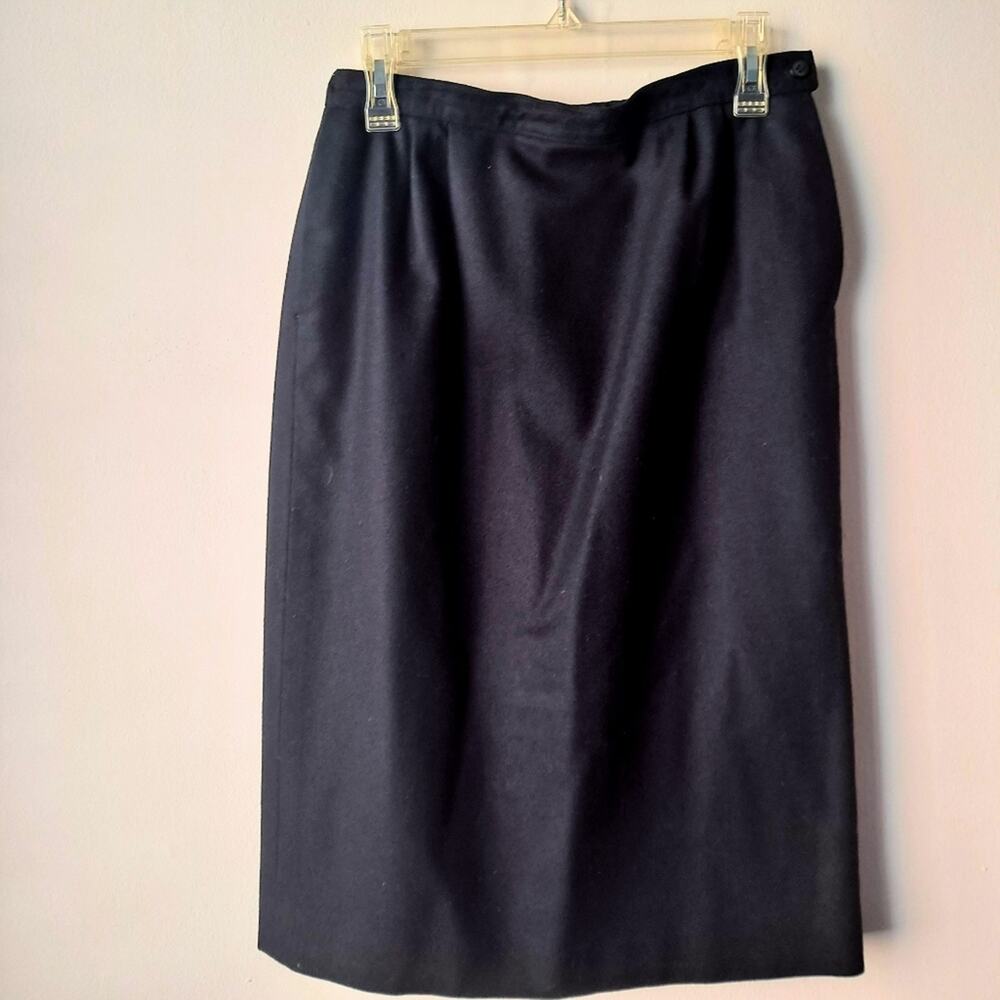 Pendleton Black  Vintage 100% Pure Virgin Wool Straight Skirt - Size 10